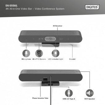 DIGITUS All-In-One VideoBar Mini 4K Videokonferenz-SystemSet ePTZ