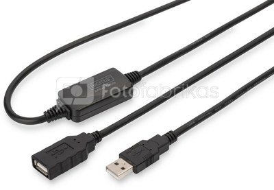 DIGITUS Active USB 2.0 Repeater/Extension Cable, 10 m A/M to A/F, black
