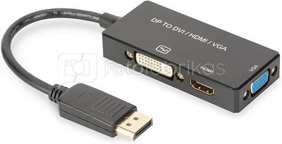 DIGITUS DisplayPort 3in1 Adapt/ Converter - DP-HDMI+DVI+VGA 20cm