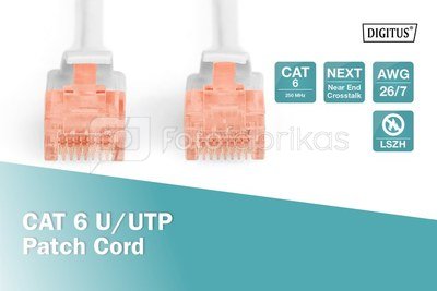 Digitus Patch Cord CAT 6 U-UTP, Cu, LSZH AWG 26/7, 3 m