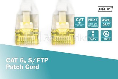 DIGITUS CAT 6A S-FTP patch cord, Cu, LSZH AWG 26/7, length 1 m, color grey