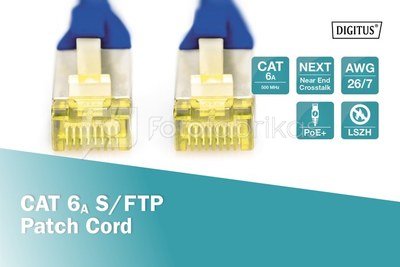 DIGITUS CAT 6A S-FTP patch cord, Cu, LSZH AWG 26/7, length 2 m, color blue