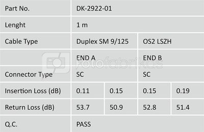 Digitus Patch Cord FO, Duplex, SC to SC SM OS2 09/125 µ, 1 m Yellow, SC, SC