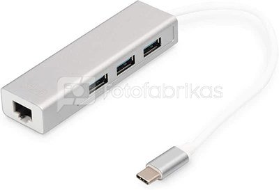 Digitus Hub 3-port USB 2.0 Type C Gigabit LAN