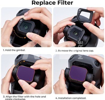 DJI Mavic 3 Classic Filter 4pcs Set (ND8&PL + ND16&PL + ND32&PL + ND64&PL) with Single-sided Anti-reflection Green Film Waterproof and Scratch-resistant