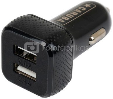 Caruba Duo USB Car charger  4.8 amp Zwart