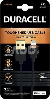 Duracell USB-C cable for Lightning 0.3m (Black)