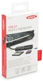 EDNET Card Reader 4-port USB 2.0 High Speed (CF, SD, Micro SD / SDHC, Memory Stick), black