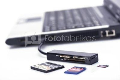 EDNET Card Reader 4-port USB 2.0 High Speed (CF, SD, Micro SD / SDHC, Memory Stick), black