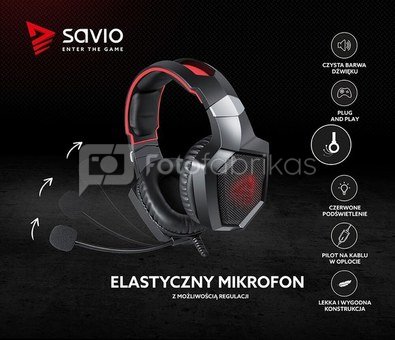 Elmak Gaming headphones SAVIO FORGE Jack 3.5mm + USB