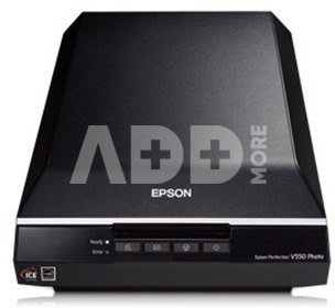 Epson Perfection V550 Photo color scanner / 6400 dpi / Color: 48-bit / Grayscale: 16-bit / 3.4 Dmax / Scaling zoom: 50 ? 200% (1% step) / 4 buttons: Scan, E-mail, Copy and PDF / Speed: 21.0 msec/line 