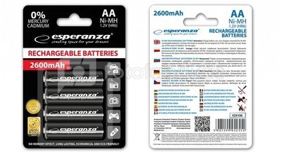 Esperanza Rechargeable Batteries AA 2600mAh 4pcs