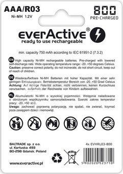 everActive BATTERIES R03/AAA 800 mAH BLISTER 4 PCS