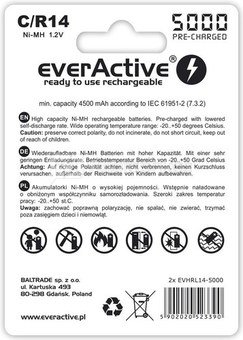 everActive BATTERIES R14/C NI-MH 5 000 mAh 2 PCS.