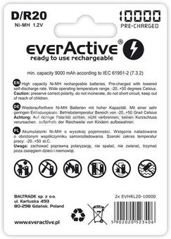 everActive BATTERIES R20/D NI-MH 1 0000 mAh 2 PCS.