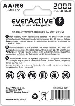everActive BATTERIES R6/AA 2000 mAH, BLISTER 4 PCS
