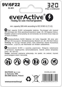 everActive BATTERY 6F22/9V NI-MH 3 20 mAh 1 PCS.
