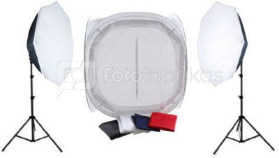 Falcon Eyes Product Photo- Set with 120x120x120 Photo Tent and Lighting 2200W