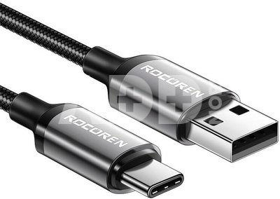 Fast Charging cable Rocoren USB-A to USB-C Retro Series 1m 3A (grey)
