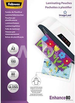 Fellowes A4 Glossy 80 Micron Laminating Pouch - 250-pack