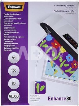 Fellowes A4 pre-punched 80 micron laminating pouch