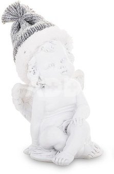 Figūrėlė angelas su kepure polirezininė balta 11x8x7 cm 139041