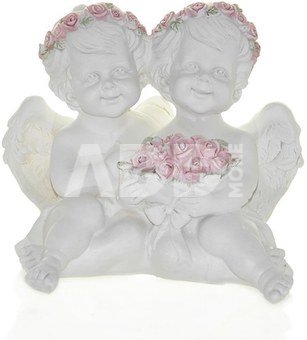 Figūrėlė du angelai su rožėmis 78433 H:12, W:13 D:11 cm.