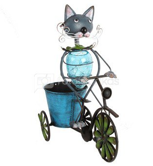 Figūrėlė Katinas ant dviračio su vazonėliu metalinė H:43 W:17 D:35 cm 69181