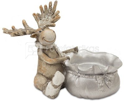 Figūrėlė keramikinė Briedis su krepšeliu (2) 8,5x12x7,5 cm 115550 kld