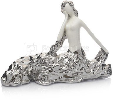 Figūrėlė keramikinė Moteris sidabro sp.suknele 25x36cm HR16218