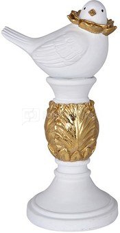 Figūrėlė Paukštelis ant kolonos balta/aukso 14x12x31 cm 9043