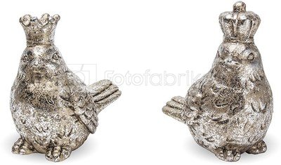 Figūrėlė paukštelis sidabro sp. polirezin.(8 )9x5x8 + 8x5x8 cm (8) 123127 KLD