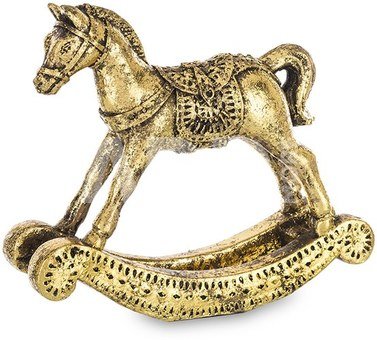 Figūrėlė Supamas arkliukas aukso sp. polirezin. 13,5x16x4 cm 159734