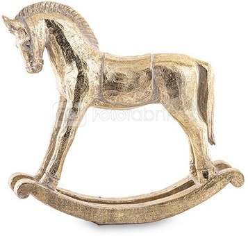 Figūrėlė Supamas arkliukas aukso sp. polirezin. 15x15,5x4 cm 147483 KLD