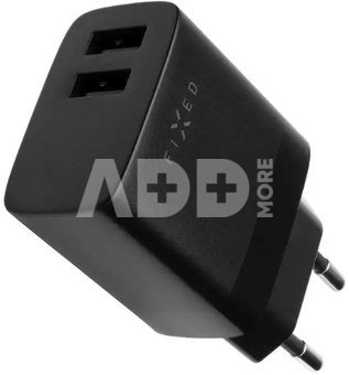 Fixed Dual USB Travel Charger 17W and USB/USB-C Cable FIXC17N-2UC-BK Fixed