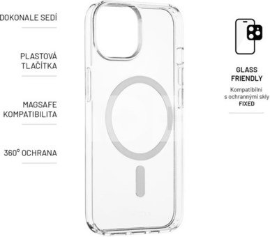 Fixed MagPure Back cover, Apple, iPhone 14, TPU,Polycarbonate, Clear, Magsafe support;
