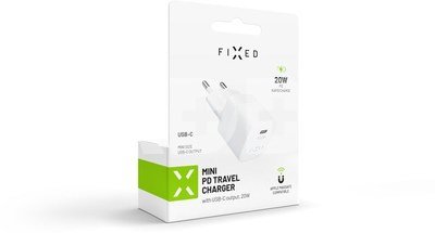 FIXED Mini USB-C Travel Charger 20W, White