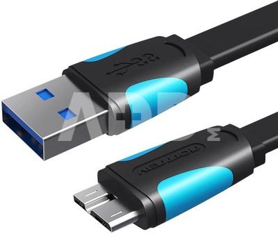 Flat USB 3.0 A to Micro-B cable Vention VAS-A12-B025 0.25m Black