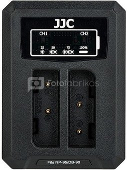 JJC Fuji DCH NP95 USB Dual BatteryCharger (voor Fujifilm NP 95 / Ricoh DB 90)