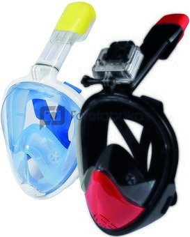 Caruba Full Face Snorkel Mask Pro   extra long + action cam mount (black+red   S/M)