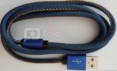 Gembird Cable USB 2.0 Type C premium jeans 1 m