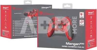 GENESIS Mangan 200 Gamepad, Red, Wired
