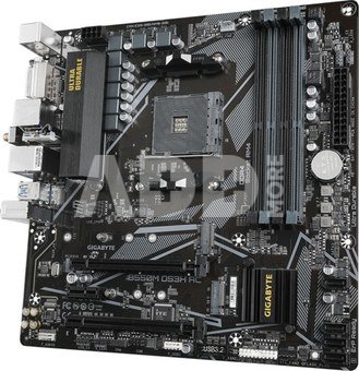 Gigabyte B550M DS3H AC 1.0/1.1/1.2/1.3 M/B Processor family AMD, Processor socket AM4, DDR4 DIMM, Memory slots 4, Supported hard disk drive interfaces  SATA, M.2, Number of SATA connectors 4, Chipset AMD B550, Micro ATX