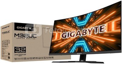 Gigabyte Gaming Monitor  M32UC-EK 32 ", VA, UHD, 3840 x 2160, 16:9, 1 ms, 350 cd/m², Black, 144 Hz, HDMI ports quantity 2