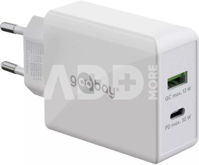 Goobay 61674 Dual USB-C PD Fast Charger (30 W), White Goobay