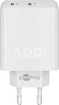 Goobay 61758 Dual USB-C PD Fast Charger (36 W), White Goobay