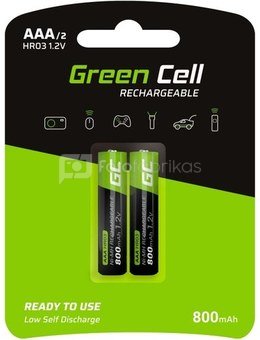 Green Cell Rechargeable Batteries 2x AAA HR03 800mAh