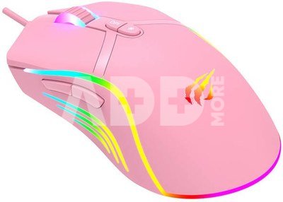Havit MS1026 gaming mouse RGB 1000-6400 DPI (pink)