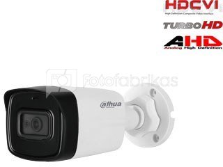 HD-CVI, TVI, AHD, CVBS kamera cilindrinė 2MP su IR iki 80m. 1/2.7" 3.6mm 87.5°, int. mikrofonas