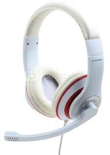Gembird MHS-03-WTRD Stereo headset, white with red ring